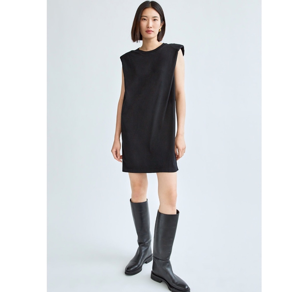 ARITZIA BABATON SHOULDER PAD DRESS BLACK SIZE M